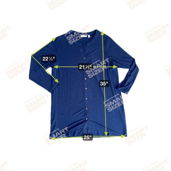 Susan Graver Navy Liquid Knit Button Front‎ Shirt Womens 1X Gold Buttons Career - Picture 2 of 8
